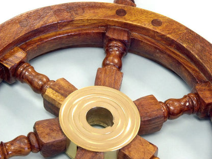 Deluxe Class Wood and Brass Decorative Ship Wheel 15""