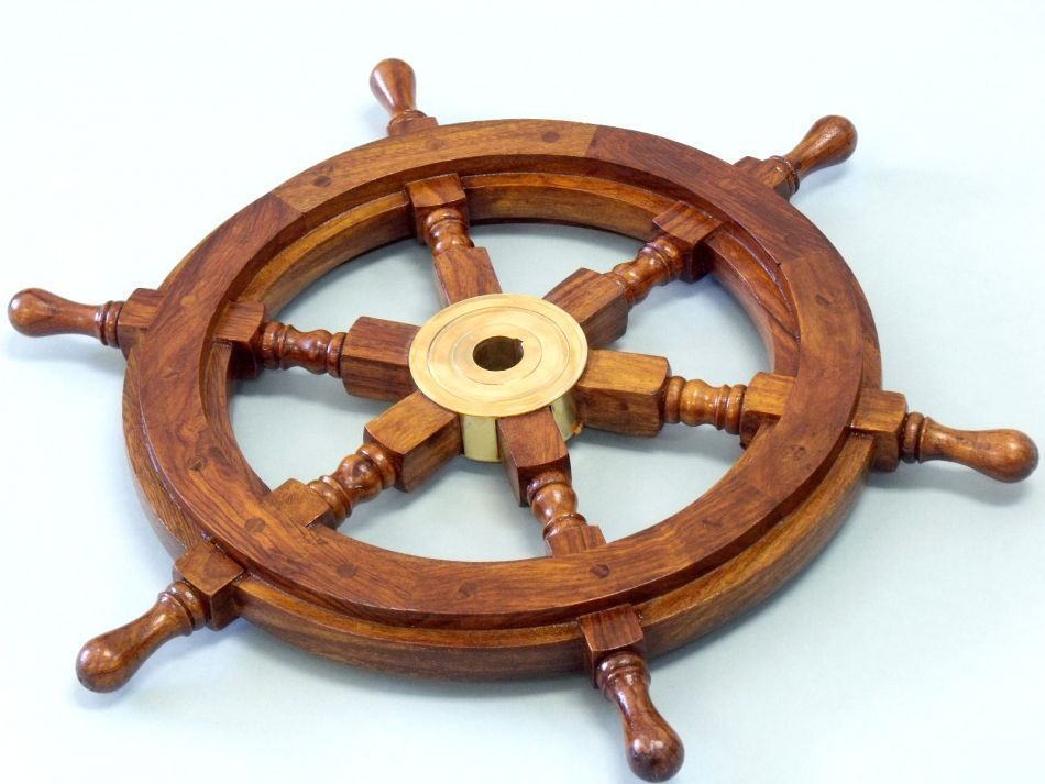 Deluxe Class Wood and Brass Decorative Ship Wheel 15""