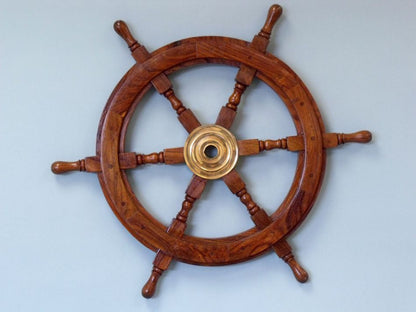 Deluxe Class Wood and Brass Decorative Ship Wheel 18""