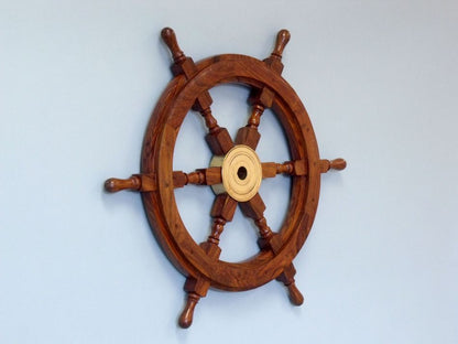 Deluxe Class Wood and Brass Decorative Ship Wheel 18""