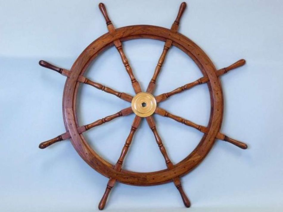 Deluxe Class Wood and Brass Decorative Ship Wheel 36""