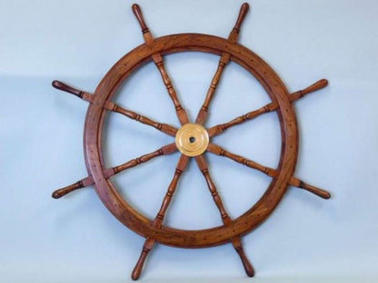 Deluxe Class Wood and Brass Decorative Ship Wheel 48""