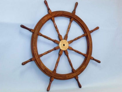 Deluxe Class Wood and Brass Decorative Ship Wheel 48""
