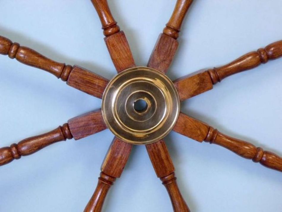 Deluxe Class Wood and Brass Decorative Ship Wheel 48""