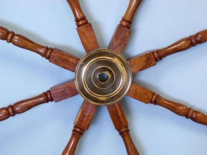 Deluxe Class Wood and Brass Decorative Ship Wheel 48""