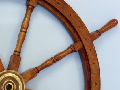 Deluxe Class Wood and Brass Decorative Ship Wheel 48""