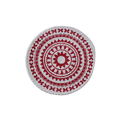 Red Medallion Round Printed Trivet