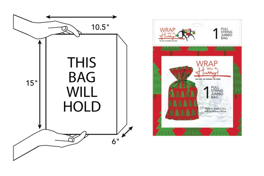 Wrap In A Hurry Jumbo Pull String Gift Bag - Tree Design