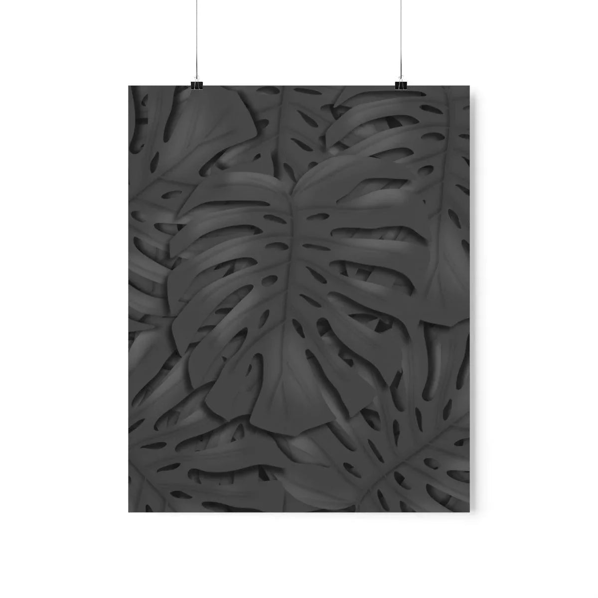 Charcoal Monstera Botanical Print – Unframed Wall Art