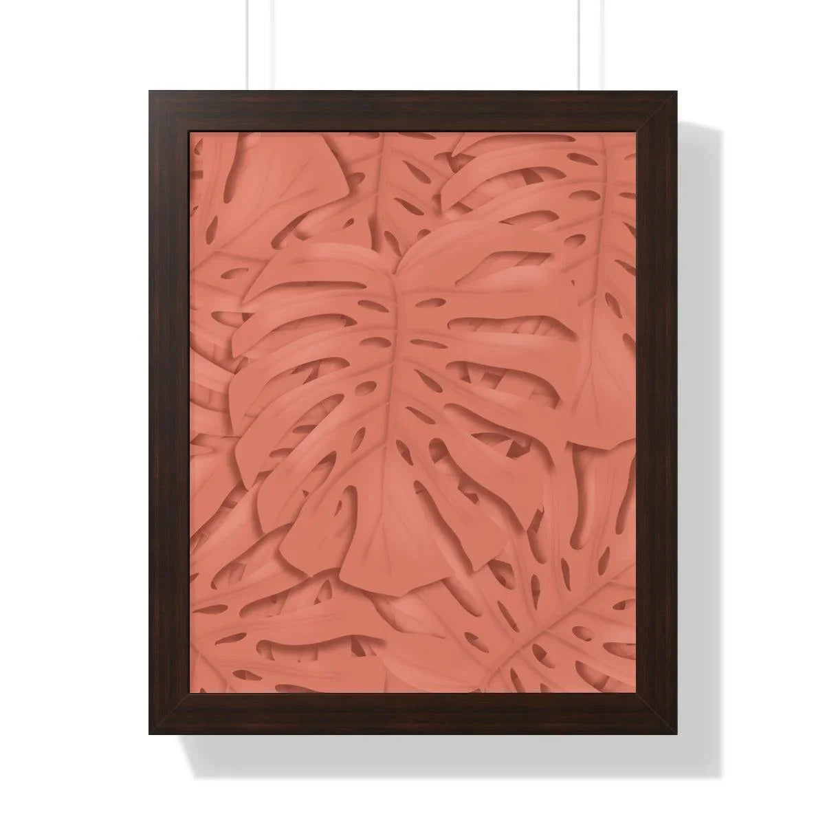 Coral Monstera Framed Print – Botanical Wall Art