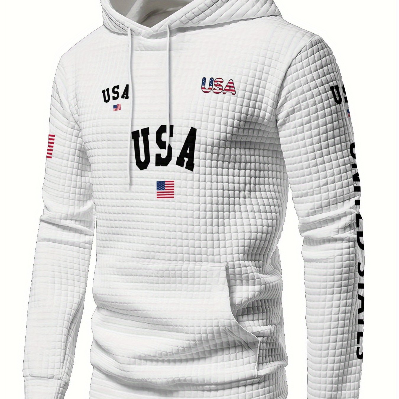 Autumn Winter Full Print Hoodie Patriotic American Flag Design