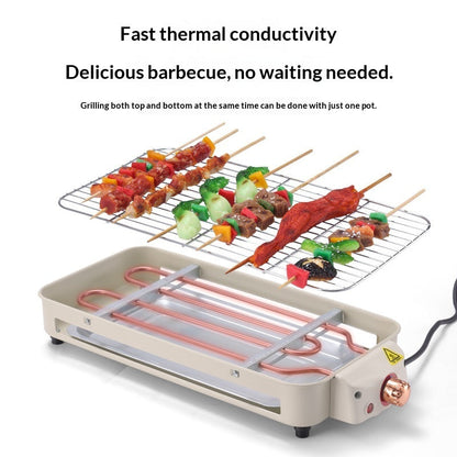 Electric BBQ Grill For Home Use Smoke-Free Multi-Functional, Double-Layered
