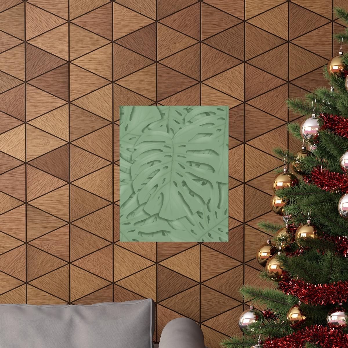 Sage Green Monstera Botanical Print – Unframed Wall Art