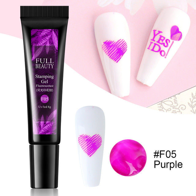Nail Art Fluorescent Printing Glue, Nail Template Transfer Glue Hose Set