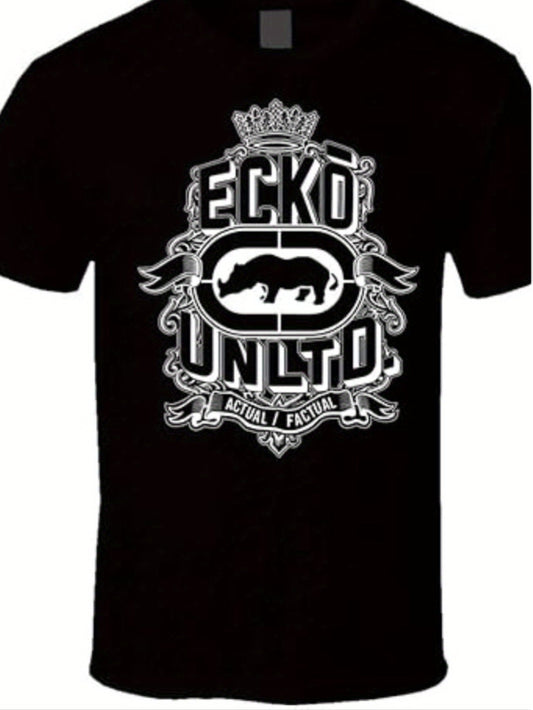 Mens Black Cotton T Shirt Rhino Crown Graphic Print Short Sleeve Hip Hop Streetwear For Casual Daily Wear