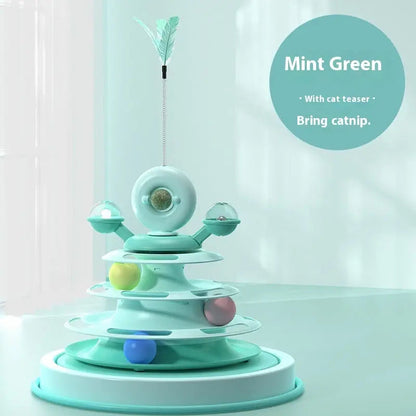 Interactive Cat Tower Multi-Layer 4 Tier with Turntable Roller Toy