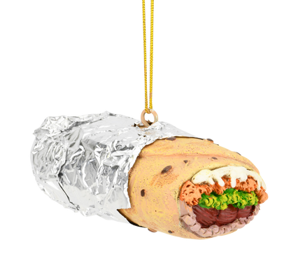 Burrito Wrapped in Tin Foil Food Christmas Ornament