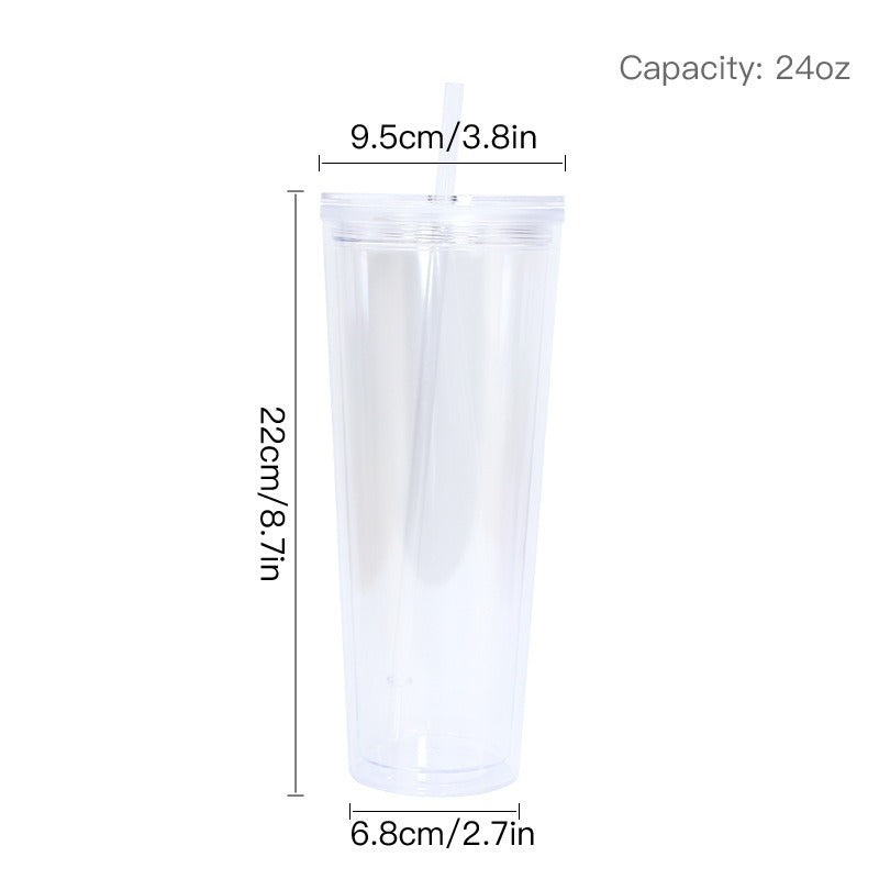 Double-layer Punch 24oz Flat Lid Acrylic Plastic Cup DIY Bottom Punch With Plug