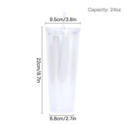 Double-layer Punch 24oz Flat Lid Acrylic Plastic Cup DIY Bottom Punch With Plug