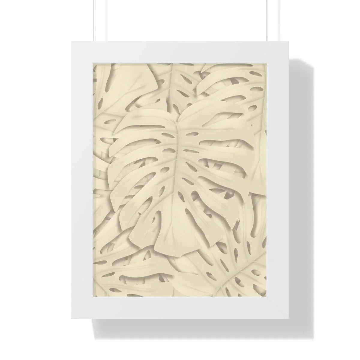 Beige Monstera Framed Print – Botanical Wall Art