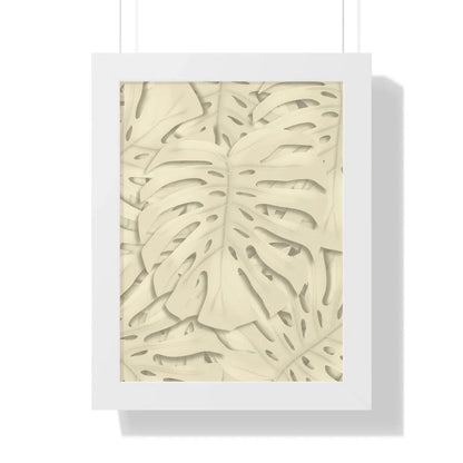 Beige Monstera Framed Print – Botanical Wall Art
