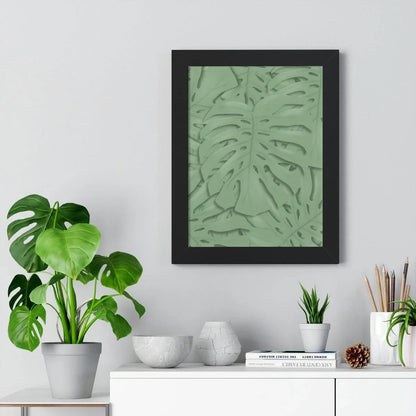 Sage Green Monstera Framed Print – Botanical Wall Art