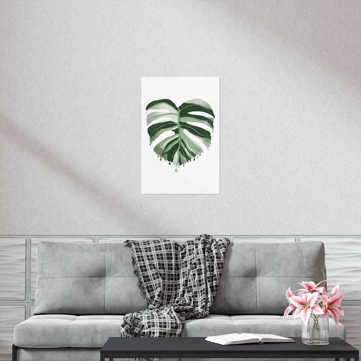 Melting Monstera Albo Botanical Print – Unframed Wall Art
