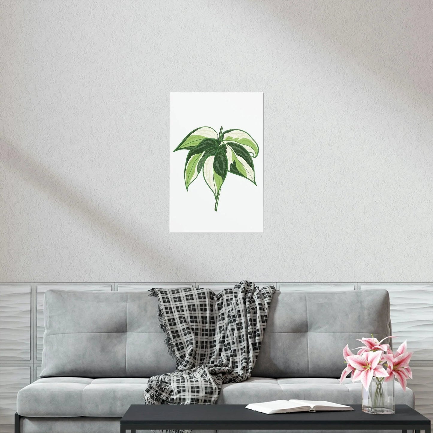 Philodendron Cream Splash Botanical Print – Unframed Wall Art