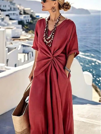 Women's Fashion Loose Striped Print Long Dress