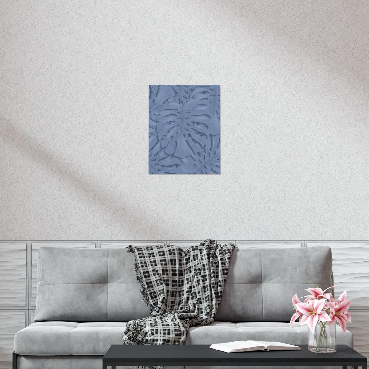 Blue Monstera Botanical Print – Unframed Wall Art