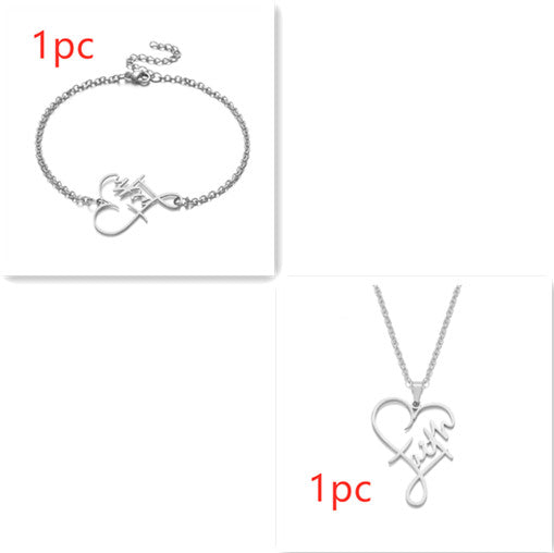 Heart of Faith Pendant Necklace - 925 Sterling Silver Religious Jewelry