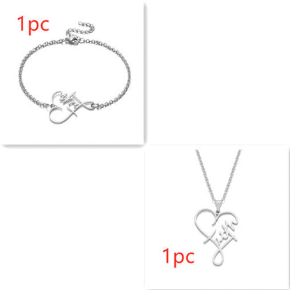 Heart of Faith Pendant Necklace - 925 Sterling Silver Religious Jewelry