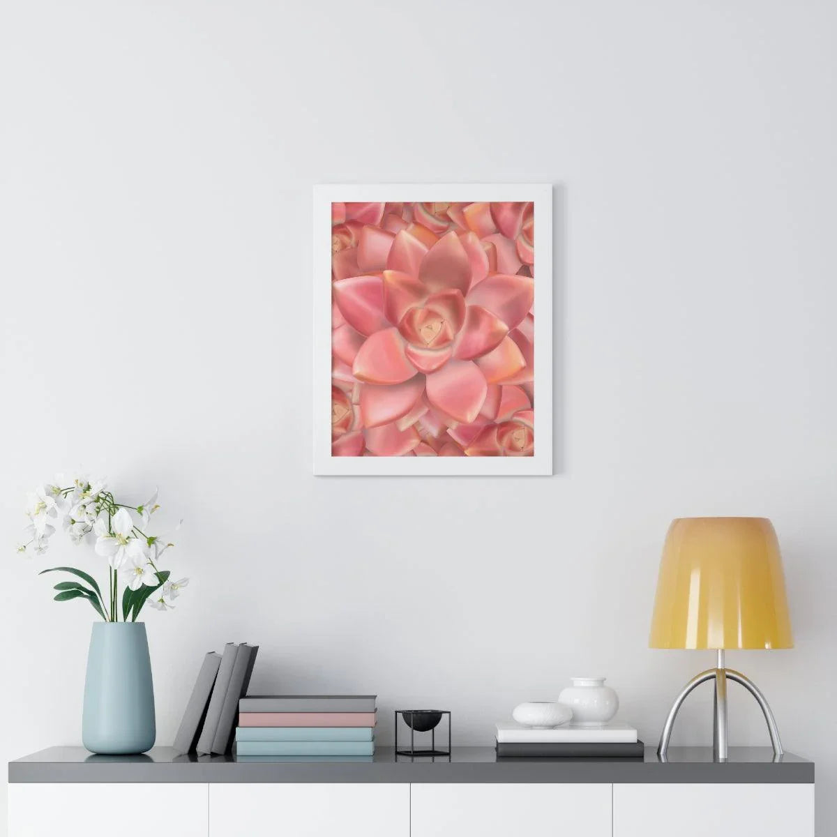 Graptosedum California Sunset Succulent Pattern Framed Print – Botanical Wall Art