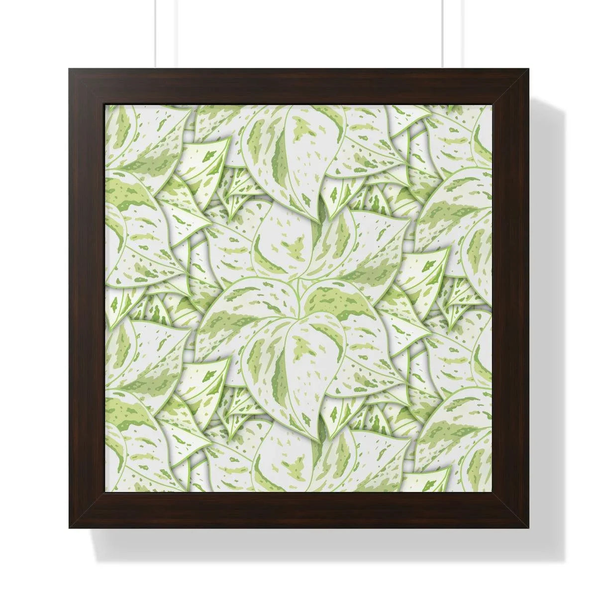 Snow Queen Pothos Pattern Framed Print – Botanical Wall Art