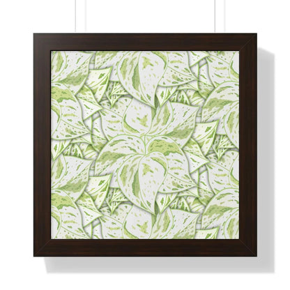 Snow Queen Pothos Pattern Framed Print – Botanical Wall Art