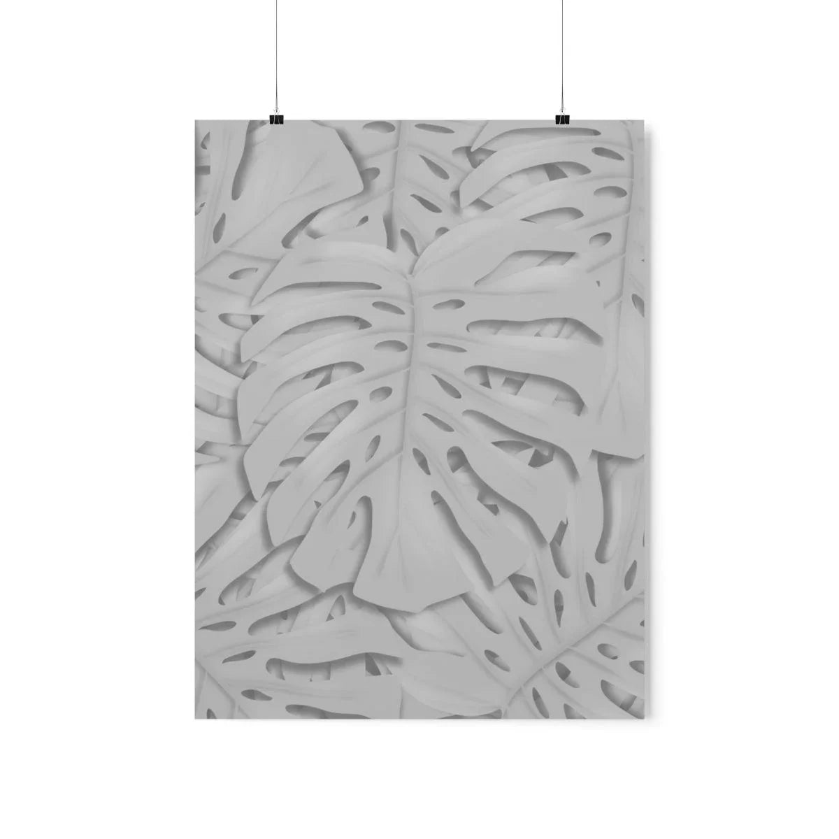 Soft Grey Monstera Botanical Print – Unframed Wall Art