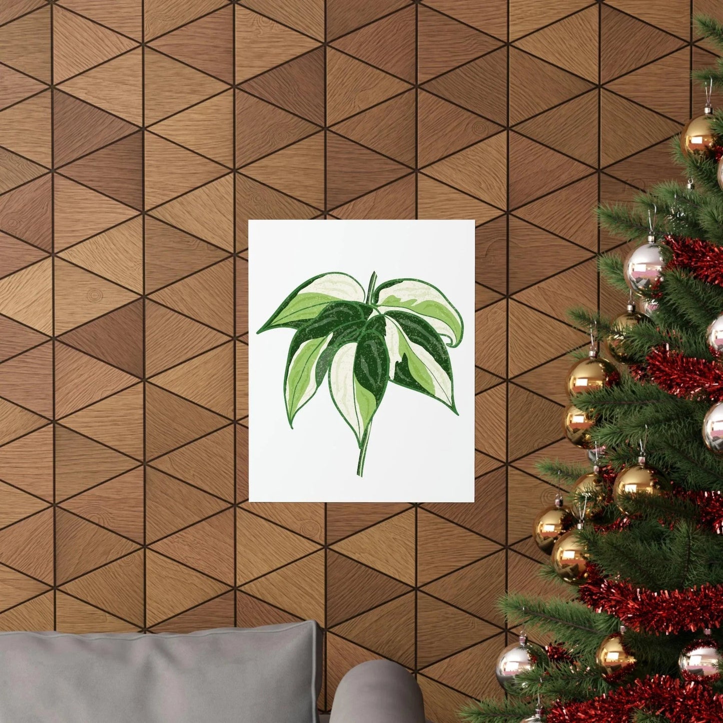 Philodendron Cream Splash Botanical Print – Unframed Wall Art