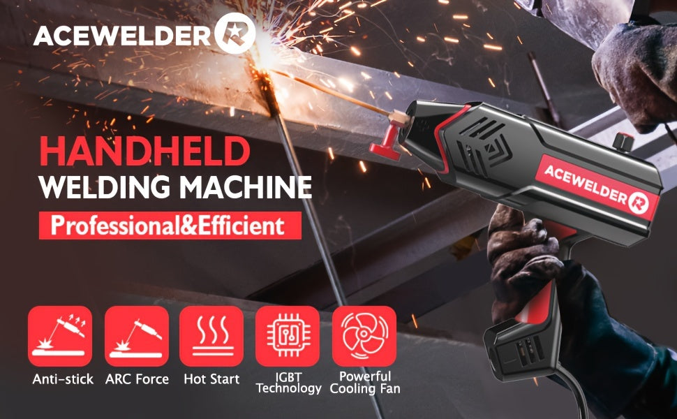 ACEWELDER 120Amp Handheld Welding Machine 110V Portable Electric ARC Welder Gun with Inverter Current Adjustment Stick Welder IP21S