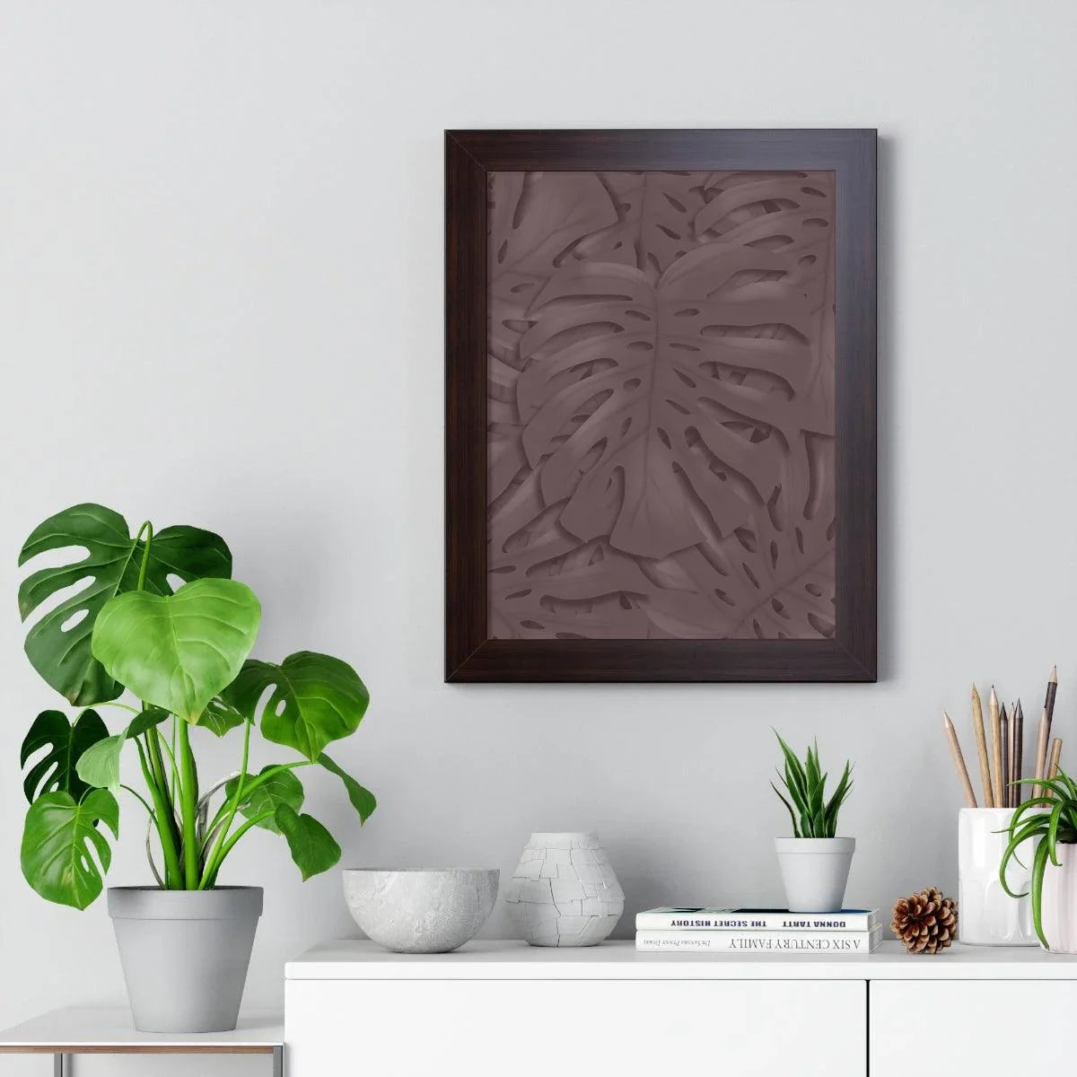 Merlot Monstera Framed Print – Botanical Wall Art