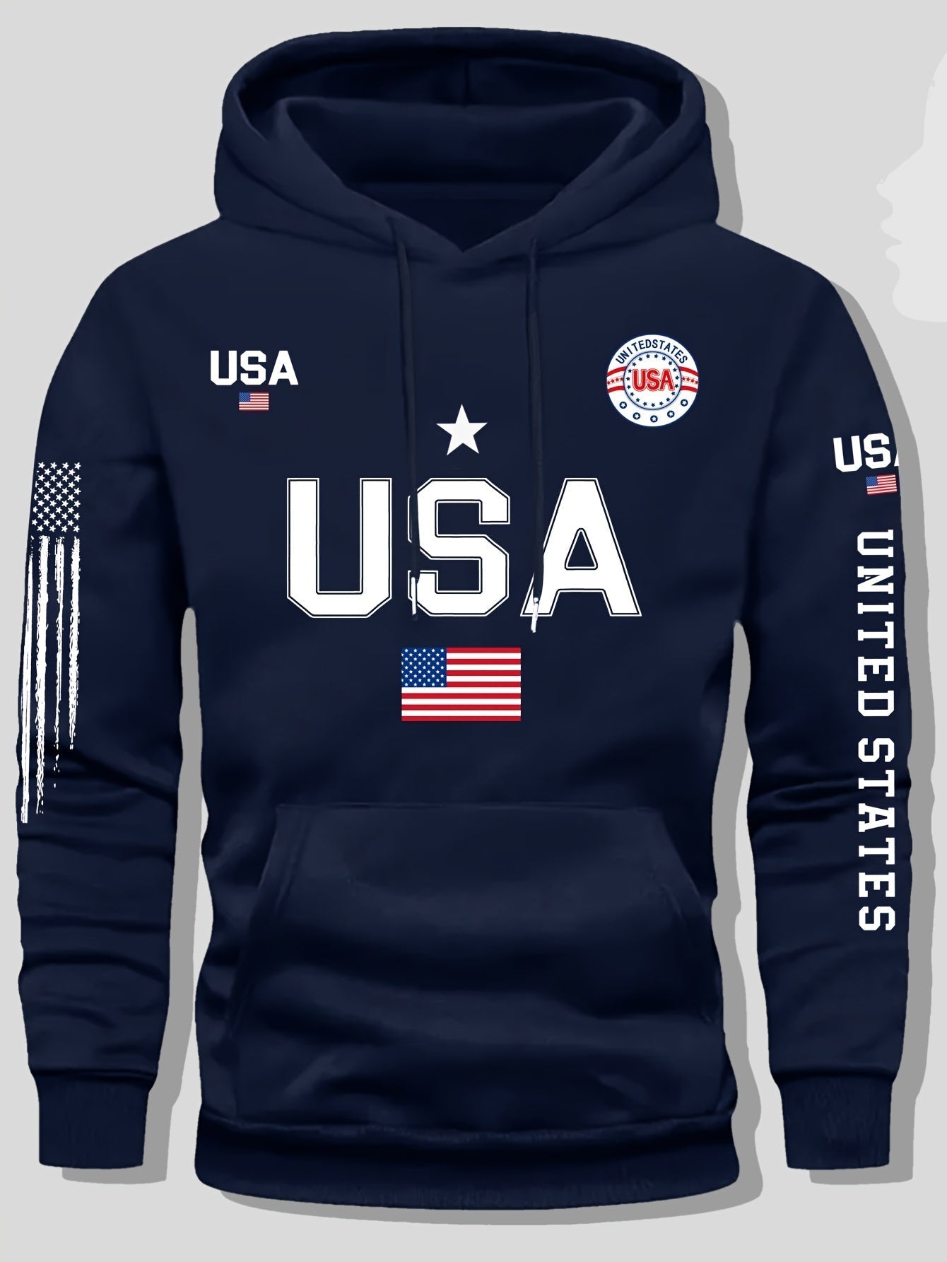 Fleece Hoodie Featuring a USA Flag Design