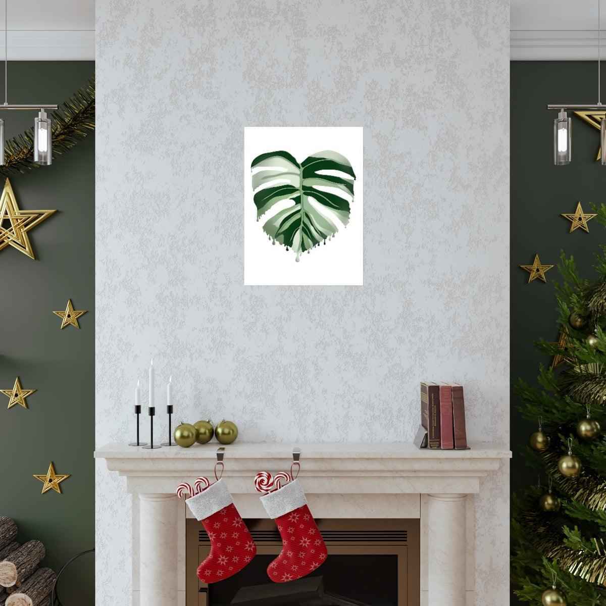 Melting Monstera Albo Botanical Print – Unframed Wall Art