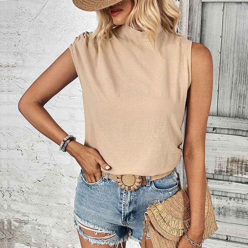 Womens Elegant Ruffle Sleeveless Blouse - Chic Pullover Designer Party Top