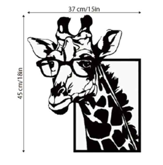 Animal Wearing Glasses Giraffe Silhouette Wall Hanging