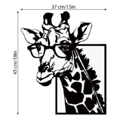 Animal Wearing Glasses Giraffe Silhouette Wall Hanging