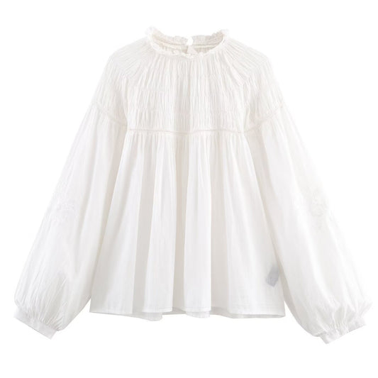 Womens Urban Stylish Lapel Top - Solid White Patchwork Streetwear Cardigan