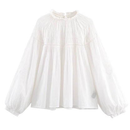 Womens Urban Stylish Lapel Top - Solid White Patchwork Streetwear Cardigan