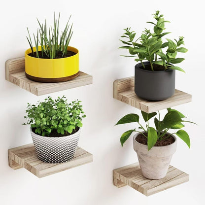 Wooden Wall Ornaments Flower Stand Bedroom Decorative Shelf