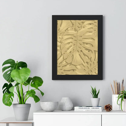 Golden Monstera Framed Print – Botanical Wall Art