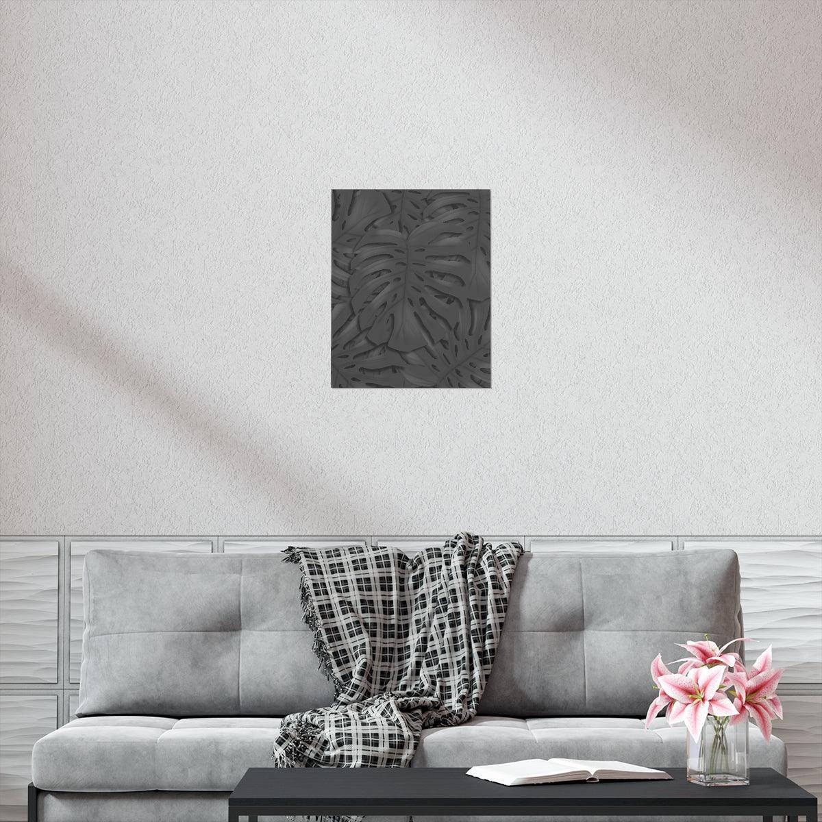 Charcoal Monstera Botanical Print – Unframed Wall Art