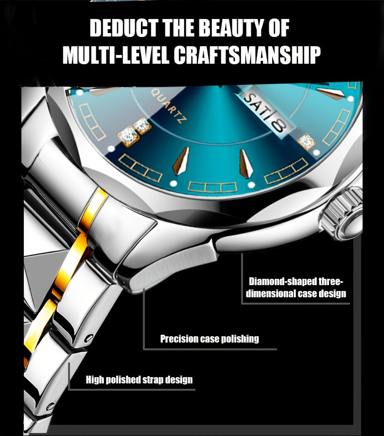 RUIGE Men's Watch Quartz Watch Luminous Stainless Steel Luxury Calendar Men's Chronograph Watch Timepiece Thanksgiving Day